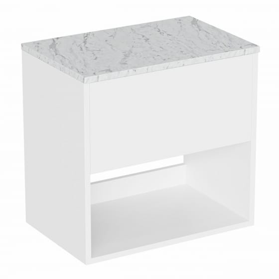 Image of Britton Hackney: Wall-Hung Vanity Unit with Carrara Worktop (600mm)