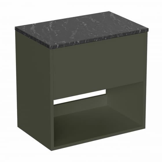 Image of Britton Hackney: Wall-Hung Vanity Unit with Marquina Worktop (600mm)