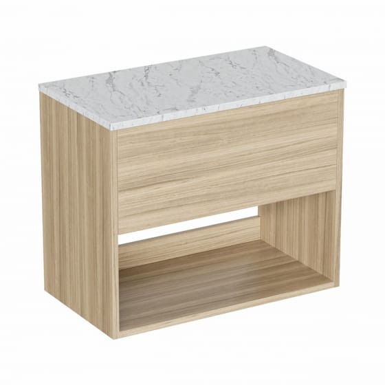 Image of Britton Hackney: Wall-Hung Vanity Unit with Carrara Worktop (700mm)