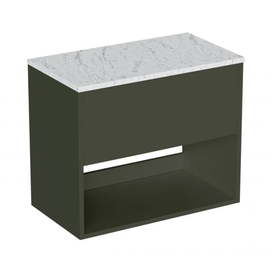 Image of Britton Hackney: Wall-Hung Vanity Unit with Carrara Worktop (700mm)