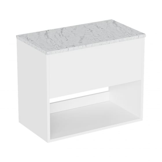 Image of Britton Hackney: Wall-Hung Vanity Unit with Carrara Worktop (700mm)