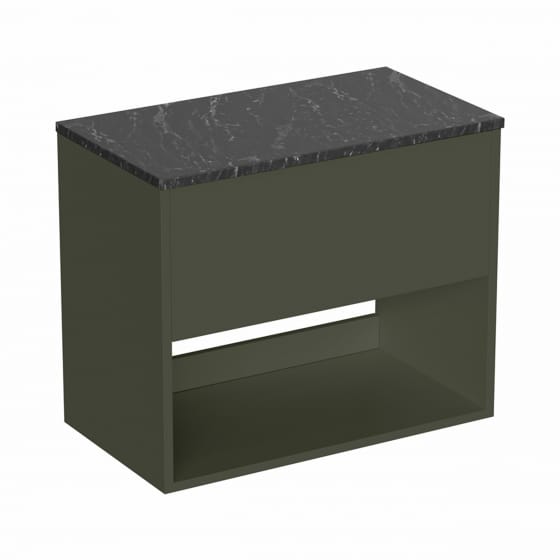 Image of Britton Hackney: Wall-Hung Vanity Unit with Marquina Worktop (700mm)