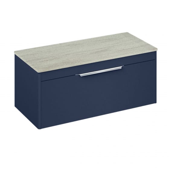 Image of Britton: Shoreditch Wall-hung Vanity Unit with Single Drawer and Concrete Haze Worktop (1000mm)
