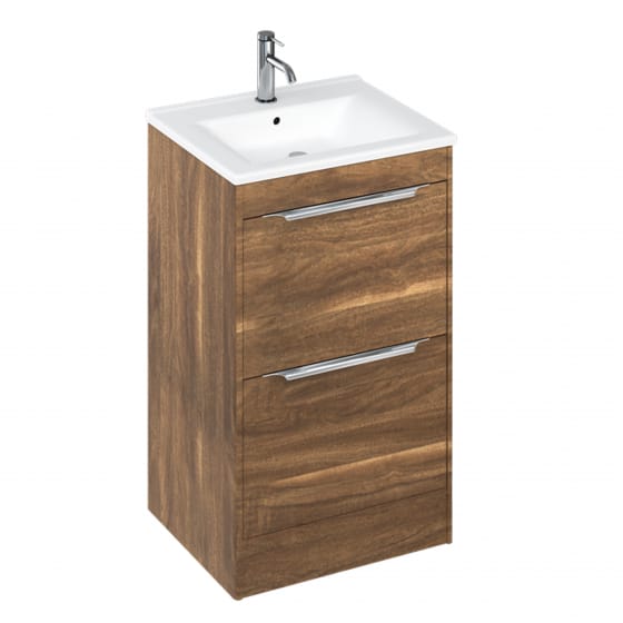Image of Britton: Shoreditch Floorstanding Vanity Unit with Double Drawers and Note Square Basin (550mm)