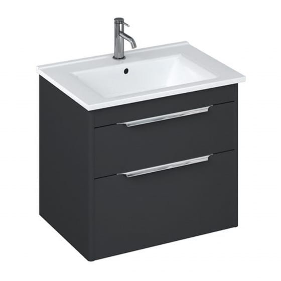Image of Britton: Shoreditch Wall-hung Vanity Unit with Double Drawers and Note Square Basin (650mm)