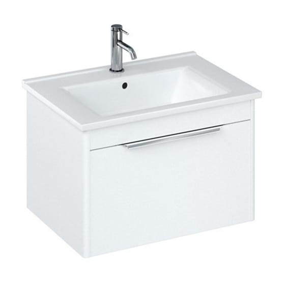 Image of Britton: Shoreditch Wall-hung Vanity Unit with Single Drawer and Note Square Basin (650mm)