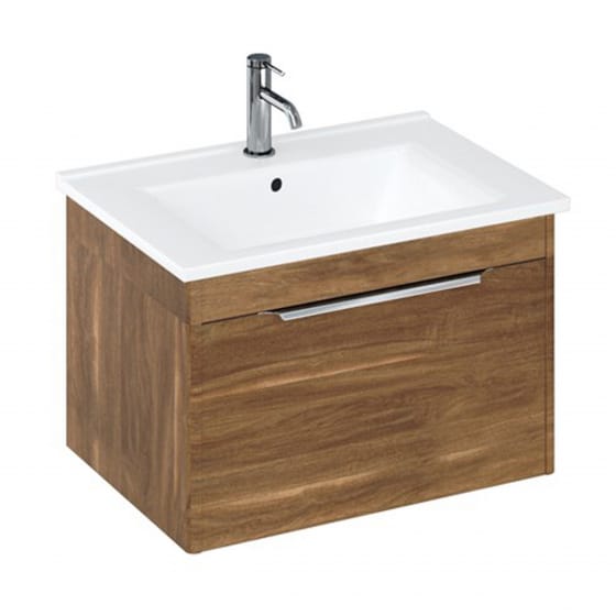 Image of Britton: Shoreditch Wall-hung Vanity Unit with Single Drawer and Note Square Basin (650mm)