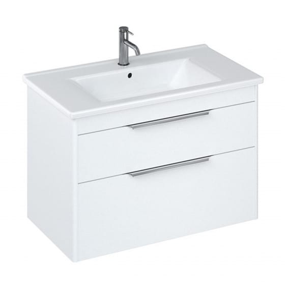 Image of Britton: Shoreditch Wall-hung Vanity Unit with Double Drawers and Note Square Basin (850mm)