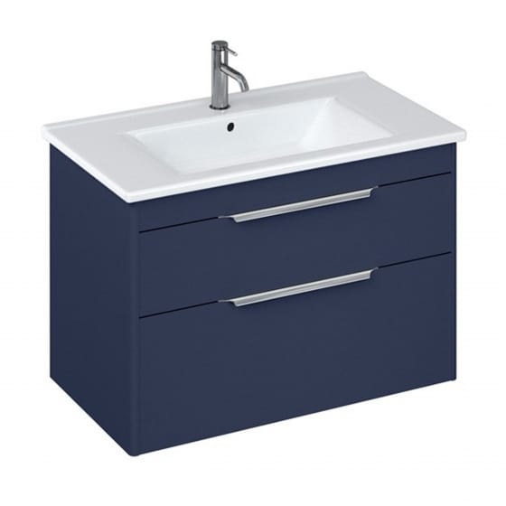 Image of Britton: Shoreditch Wall-hung Vanity Unit with Double Drawers and Note Square Basin (850mm)