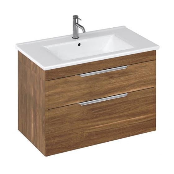 Image of Britton: Shoreditch Wall-hung Vanity Unit with Double Drawers and Note Square Basin (850mm)
