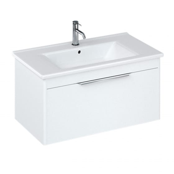Image of Britton: Shoreditch Wall-hung Vanity Unit with Single Drawer and Note Square Basin (850mm)
