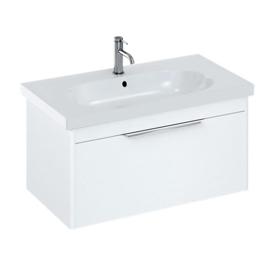 Image of Britton: Shoreditch Wall-hung Vanity Unit with Single Drawer and Origin Round Basin (850mm)