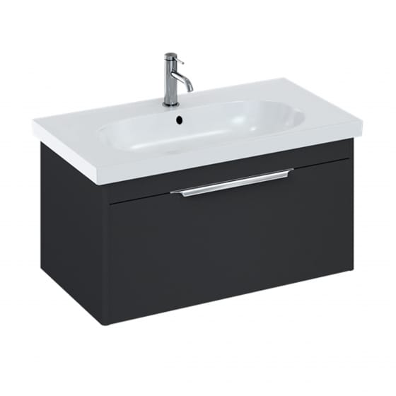 Image of Britton: Shoreditch Wall-hung Vanity Unit with Single Drawer and Origin Round Basin (850mm)