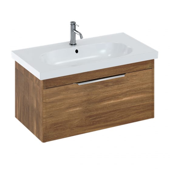 Image of Britton: Shoreditch Wall-hung Vanity Unit with Single Drawer and Origin Round Basin (850mm)