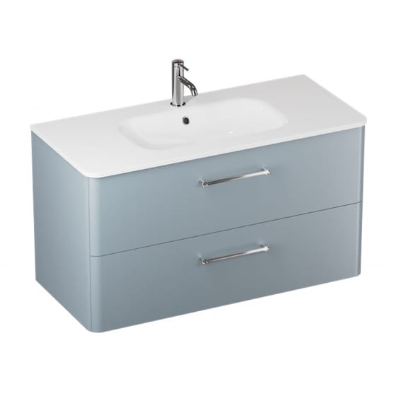 Image of Britton: Camberwell Wall-hung Bathroom Vanity Unit with Two Drawers and Basin (800mm)