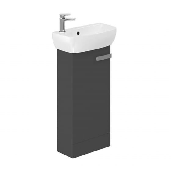 Image of Britton: MyHome Floorstanding Cloakroom Vanity Unit with Single Door and Basin (360mm)