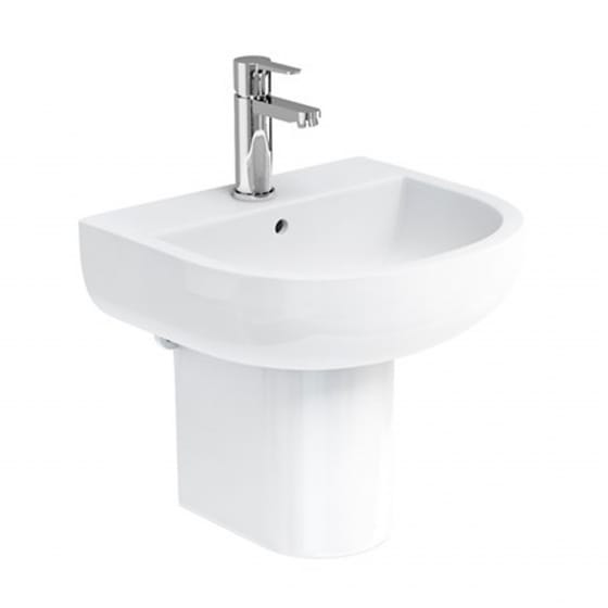 Image of Britton: Compact Basin with Round Fronted Semi Pedestal