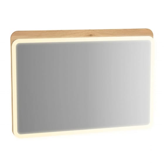 Image of Vitra: Sento Illuminated Wall-hung Bathroom Mirror in Light Oak
