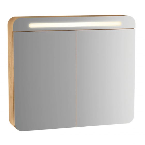 Image of Vitra: Sento Wall-mounted Illuminated Bathroom Mirror Cabinet (Light Oak)