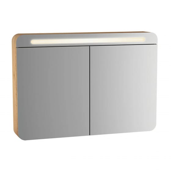 Image of Vitra: Sento Wall-mounted Illuminated Bathroom Mirror Cabinet (Light Oak)