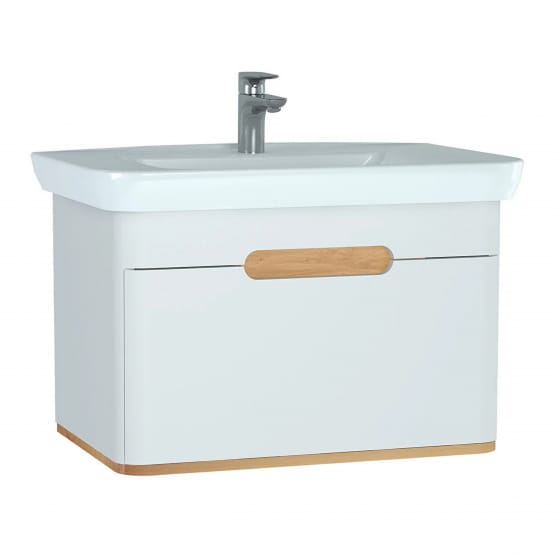 Image of Vitra: Sento Wall-hung Bathroom Vanity Unit with One Drawer and Basin