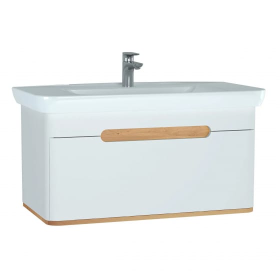 Image of Vitra: Sento Wall-hung Bathroom Vanity Unit with One Drawer and Basin