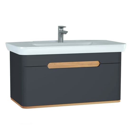 Image of Vitra: Sento Wall-hung Bathroom Vanity Unit with One Drawer and Basin