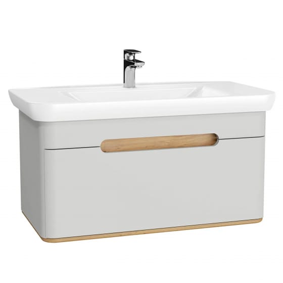 Image of Vitra: Sento Wall-hung Bathroom Vanity Unit with One Drawer and Basin