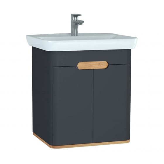 Image of Vitra: Sento Wall-hung Bathroom Vanity Unit with Doors and Basin