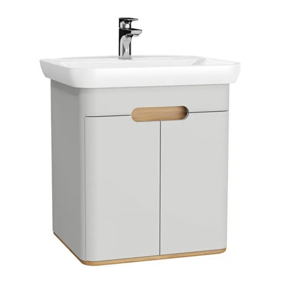 Image of Vitra: Sento Wall-hung Bathroom Vanity Unit with Doors and Basin