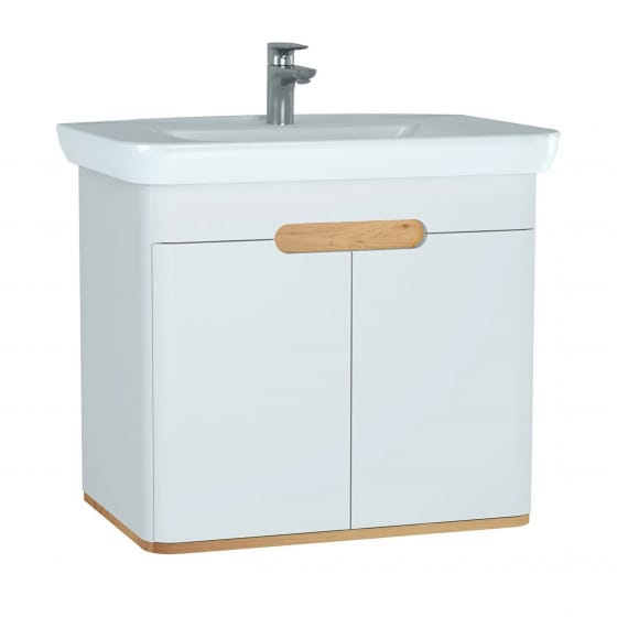 Image of Vitra: Sento Wall-hung Bathroom Vanity Unit with Doors and Basin
