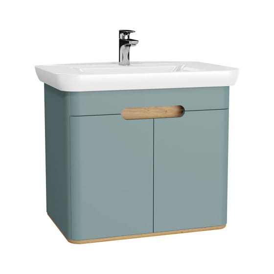 Image of Vitra: Sento Wall-hung Bathroom Vanity Unit with Doors and Basin