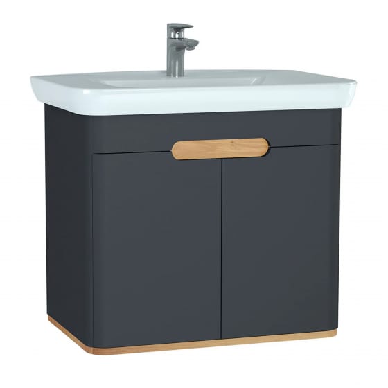 Image of Vitra: Sento Wall-hung Bathroom Vanity Unit with Doors and Basin