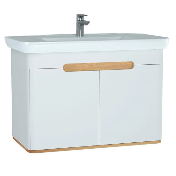Image of Vitra: Sento Wall-hung Bathroom Vanity Unit with Doors and Basin