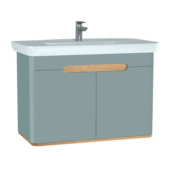 Image of Vitra: Sento Wall-hung Bathroom Vanity Unit with Doors and Basin