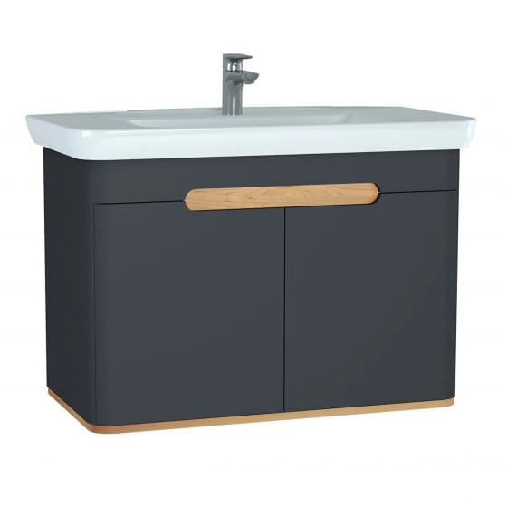 Image of Vitra: Sento Wall-hung Bathroom Vanity Unit with Doors and Basin