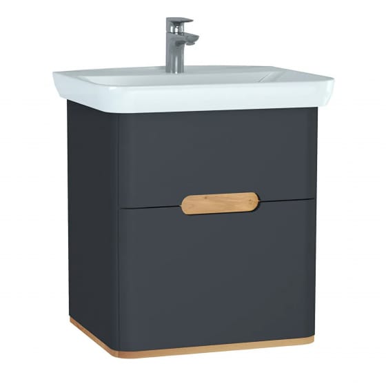 Image of Vitra: Sento Wall-hung Bathroom Vanity Unit with Two Drawers and Basin