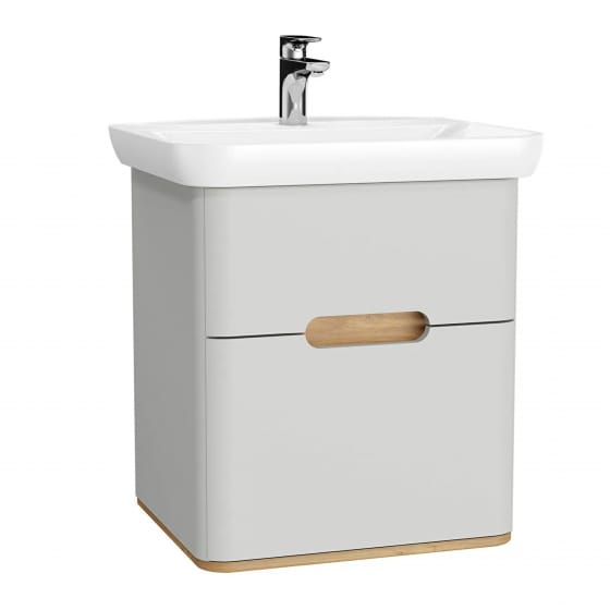 Image of Vitra: Sento Wall-hung Bathroom Vanity Unit with Two Drawers and Basin