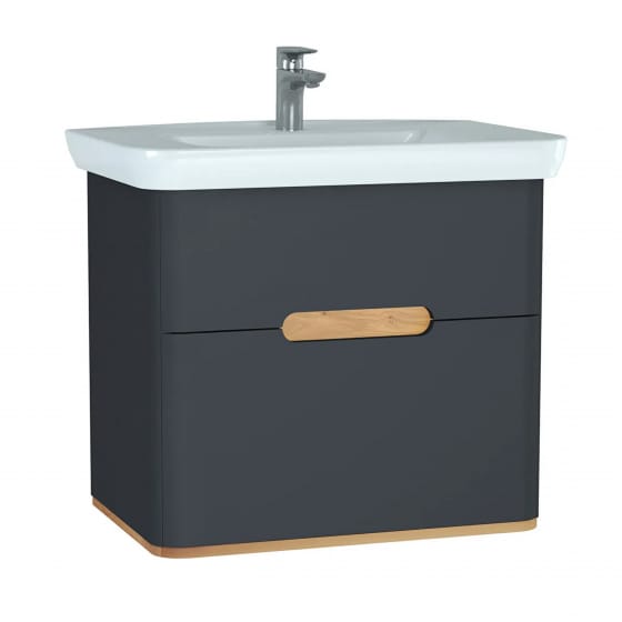 Image of Vitra: Sento Wall-hung Bathroom Vanity Unit with Two Drawers and Basin