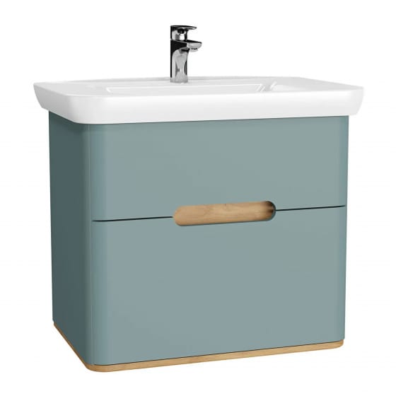 Image of Vitra: Sento Wall-hung Bathroom Vanity Unit with Two Drawers and Basin