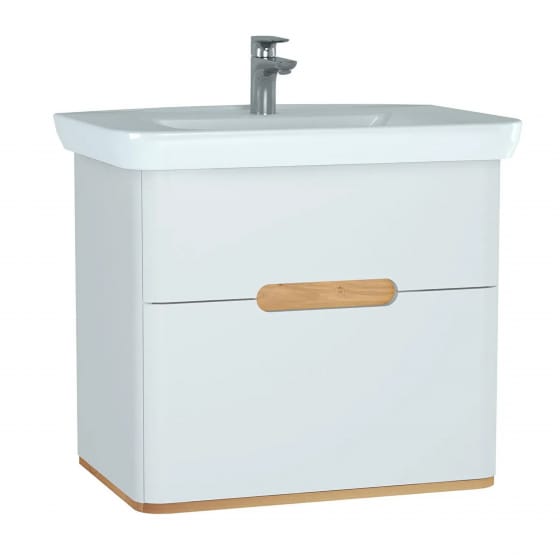 Image of Vitra: Sento Wall-hung Bathroom Vanity Unit with Two Drawers and Basin