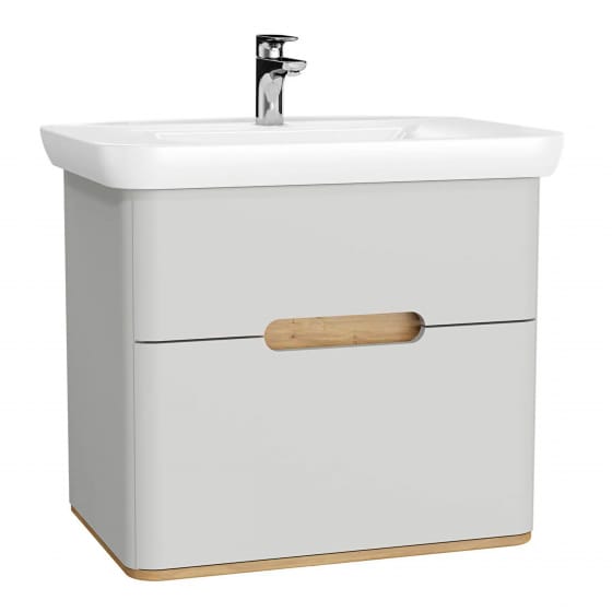 Image of Vitra: Sento Wall-hung Bathroom Vanity Unit with Two Drawers and Basin