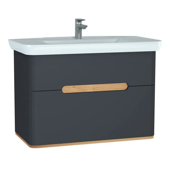 Image of Vitra: Sento Wall-hung Bathroom Vanity Unit with Two Drawers and Basin