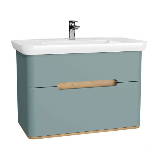 Image of Vitra: Sento Wall-hung Bathroom Vanity Unit with Two Drawers and Basin