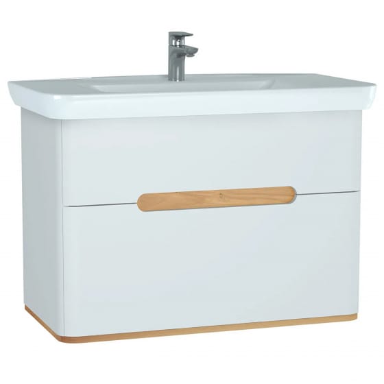 Image of Vitra: Sento Wall-hung Bathroom Vanity Unit with Two Drawers and Basin