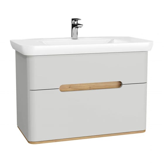 Image of Vitra: Sento Wall-hung Bathroom Vanity Unit with Two Drawers and Basin