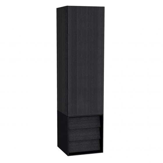 Image of VitrA: Frame Tall Cabinet Unit in Matt White & Dore Oak (400mm)