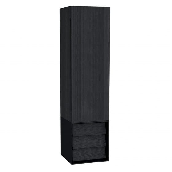 Image of VitrA: Frame Tall Cabinet Unit in Matt White & Dore Oak (400mm)