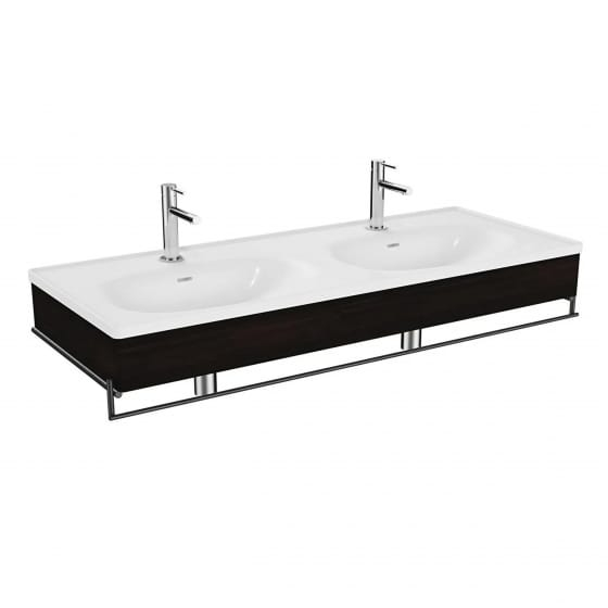 Image of VitrA: Equal Wall-hung Washbasin Unit with Double Basins and Towel Holder (1300mm)