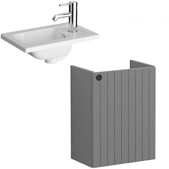 Image of VitrA: Root Groove Wall-hung Vanity Unit with One Door and Basin (450mm)